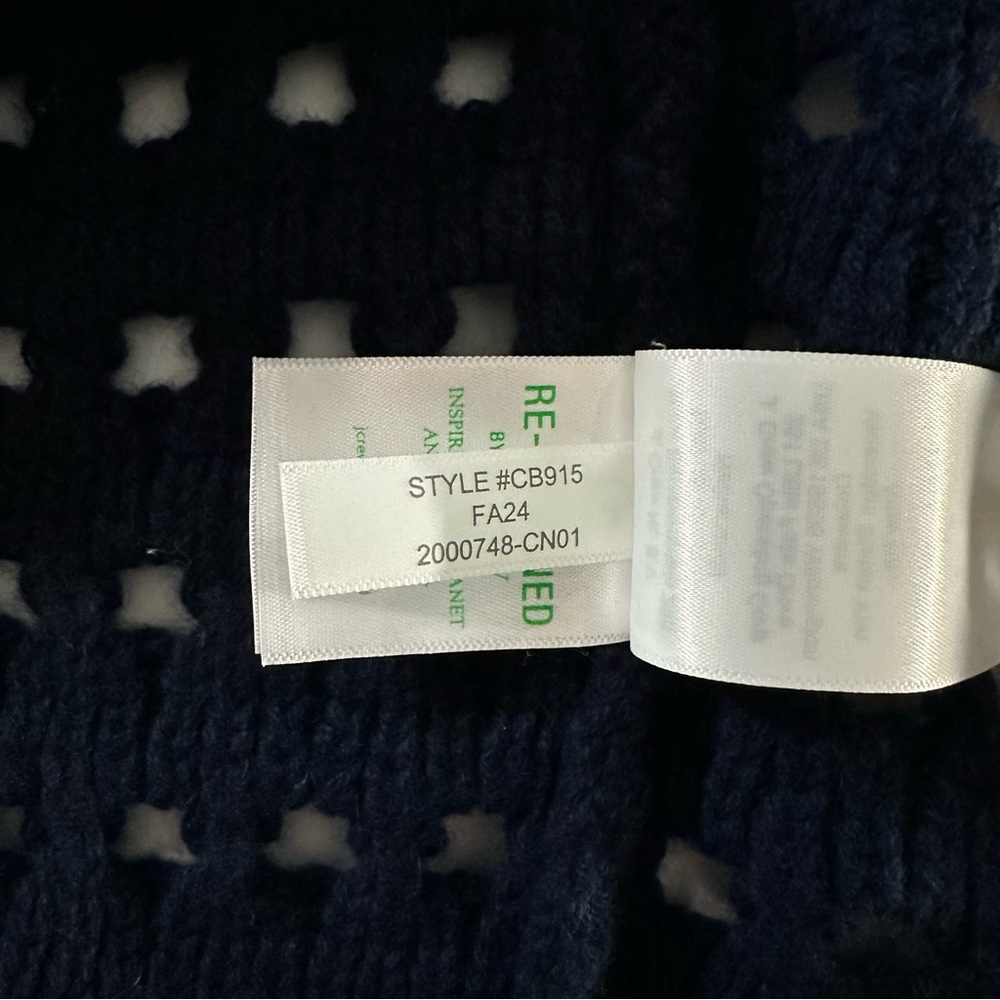 J. Crew Collection 100% Cashmere Sailor-Collar Pointelle Sweater Navy | XL | NWT - Picture 9 of 14
